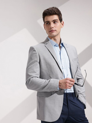 INVICTUS Solid Single Breasted Formal Men Blazer(Grey)