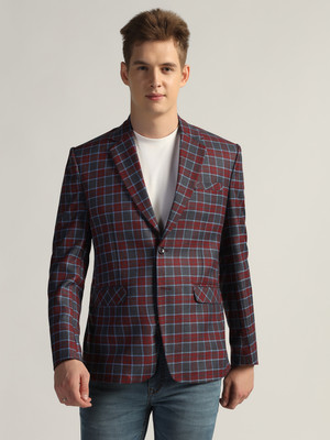 TAHVO Checkered Single Breasted Formal Men Blazer(Multicolor)