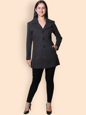TROO BLUE Solid Double Breasted Casual Women Blazer(Black)