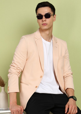 FUBAR Solid Single Breasted Party Men Blazer(Orange)