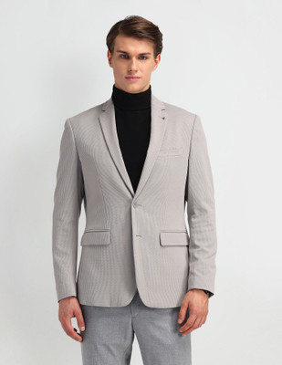 ARROW Solid Single Breasted Formal Men Blazer(Grey)