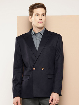 INVICTUS Self Design Double Breasted Formal Men Blazer(Blue)