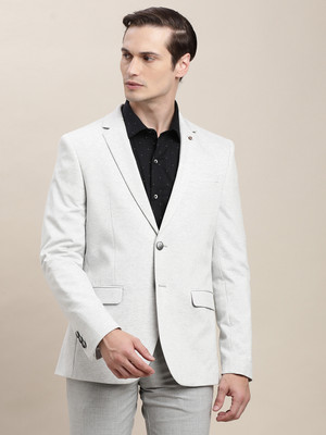 TURTLE Solid Single Breasted Casual Men Blazer(Grey)