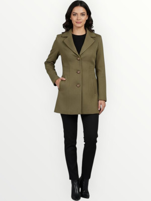 Pepzo Solid Double Breasted Casual Women Blazer(Green)