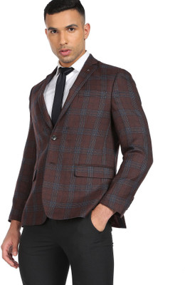 ARROW Checkered Single Breasted Formal Men Blazer(Brown)