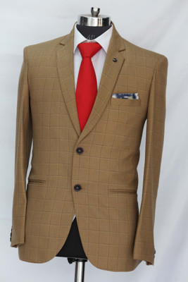 gargian master cut Striped Single Breasted Formal, Party Men Blazer(Beige)