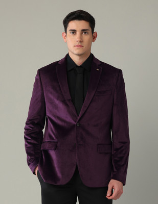 ARROW Solid Single Breasted Festive Men Blazer(Red)