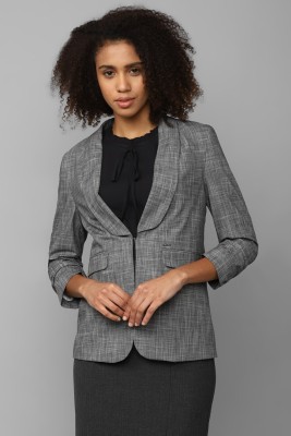 Allen Solly Self Design Single Breasted Casual Women Blazer(Grey)