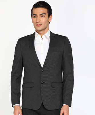 PETER ENGLAND Solid Single Breasted Casual Men Blazer(Black)