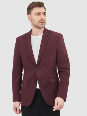YSYB Dezines Solid Single Breasted Festive & Wedding Men Blazer(Maroon)
