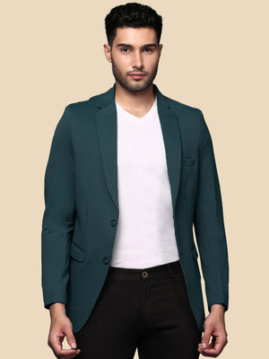 SHOWOFFFF Solid Single Breasted Casual Men Blazer(Dark Blue)