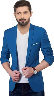 Darbar In Solid Single Breasted Casual, Formal, Festive & Wedding, Party Men Blazer(Blue)