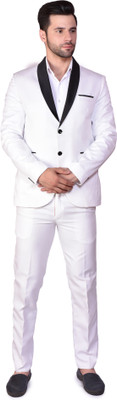 PRINT CULTR Solid Single Breasted Festive & Wedding Men Blazer(White)