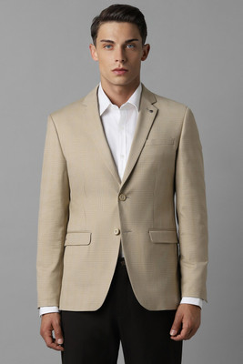 LOUIS PHILIPPE Checkered Single Breasted Formal Men Blazer(Brown)