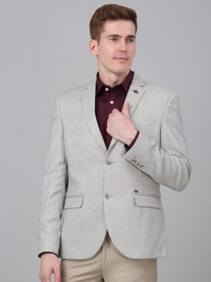 CANTABIL Self Design Single Breasted Formal Men Blazer(Grey)