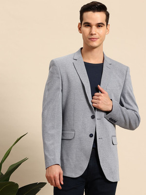 Mast & Harbour Solid Single Breasted Casual Men Blazer(Grey)