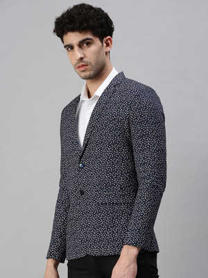 SHOWOFFFF Solid Single Breasted Casual Men Blazer(Dark Blue)