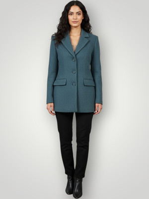 Pepzo Solid Double Breasted Casual Women Blazer(Blue)