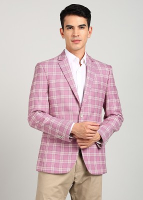 PARK AVENUE Checkered Single Breasted Formal Men Blazer(Purple)