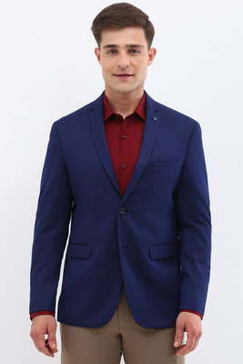 Allen Solly Self Design Single Breasted Formal Men Blazer(Blue)