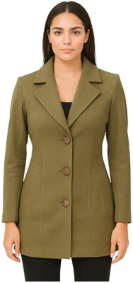 Pepzo Solid Double Breasted Casual Women Blazer(Green)
