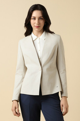 Allen Solly Solid Single Breasted Formal Women Blazer(Beige)