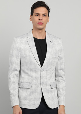 KILLER Checkered Single Breasted Casual Men Blazer(Grey)
