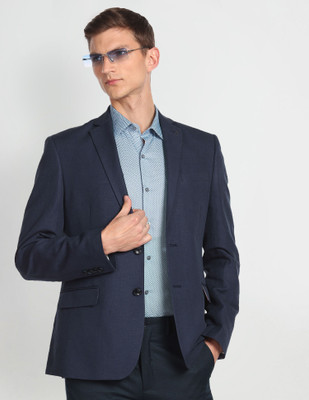 ARROW Solid Single Breasted Formal Men Blazer(Blue)