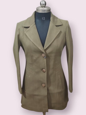 Pepzo Solid Double Breasted Casual Women Blazer(Green)