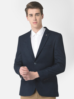 CRIMSOUNE CLUB Solid Single Breasted Casual Men Blazer(Blue)