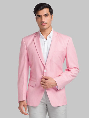 PARK AVENUE Solid Single Breasted Casual Men Blazer(Pink)