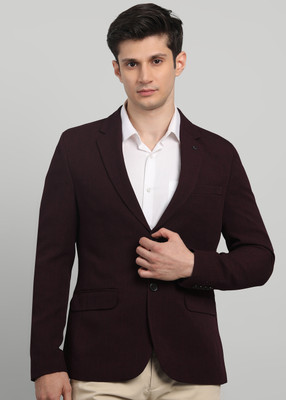 KILLER Solid Single Breasted Casual Men Blazer(Maroon)