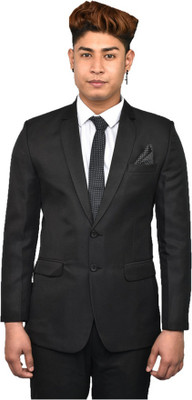Darelooks Solid Single Breasted Festive & Wedding Men Blazer(Black)