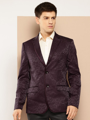 INVICTUS Self Design Double Breasted Party Men Blazer(Brown)