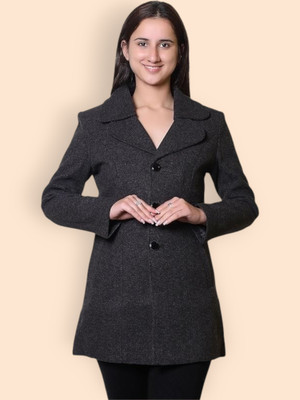 TROO BLUE Solid Double Breasted Casual Women Blazer(Black)