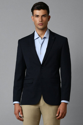 LOUIS PHILIPPE Solid Single Breasted Formal Men Blazer(Black)