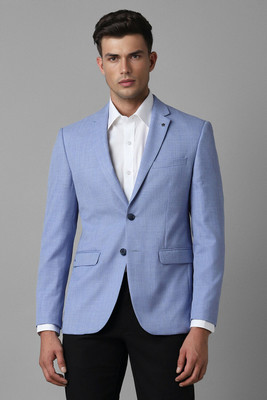 LOUIS PHILIPPE Self Design Single Breasted Formal Men Blazer(Blue)