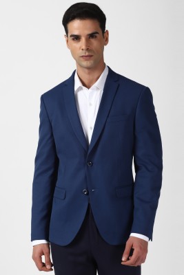 V DOT BY VAN HEUSEN Solid Single Breasted Formal Men Blazer(Dark Blue)