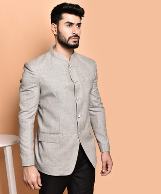 PRINT CULTR Solid Single Breasted Casual Men Blazer(Grey)