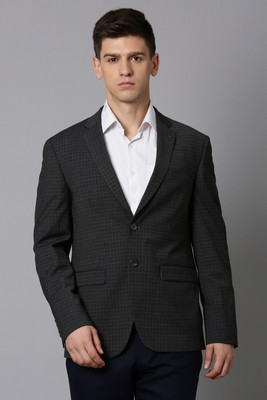 LOUIS PHILIPPE Checkered Single Breasted Formal Men Blazer(Black)