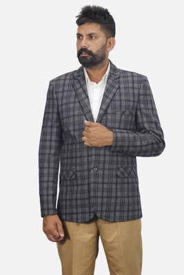 gargian master cut Self Design Single Breasted Wedding Men Blazer(Grey, Black)