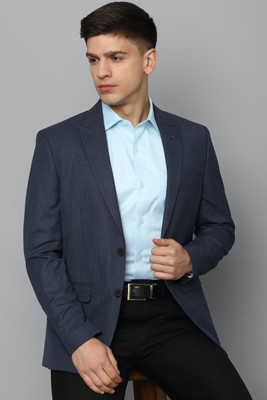 LOUIS PHILIPPE Self Design Single Breasted Formal Men Blazer(Dark Blue)