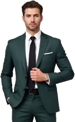 TRULYFEB Solid Single Breasted Formal, Party Men Blazer(Green)