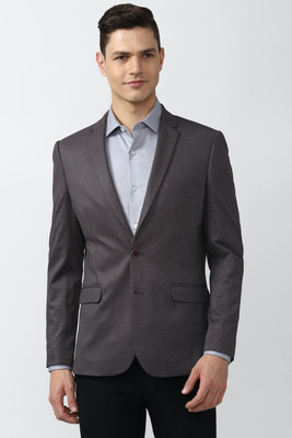 PETER ENGLAND Self Design Single Breasted Formal Men Blazer(Grey)