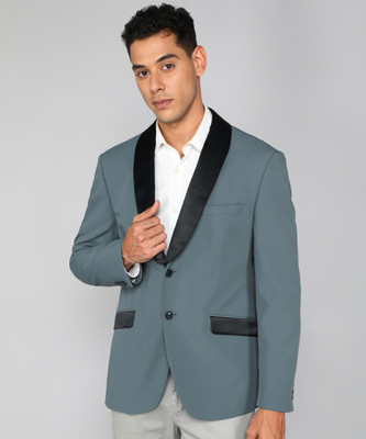 V DOT BY VAN HEUSEN Solid Tuxedo Style Formal Men Blazer(Blue)