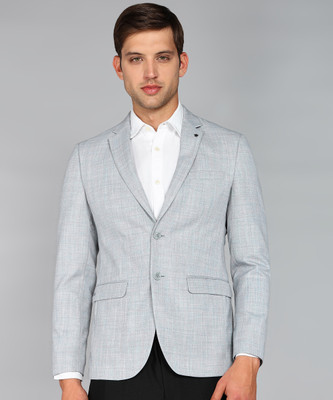 LOUIS PHILIPPE Self Design Single Breasted Formal Men Blazer(Grey)