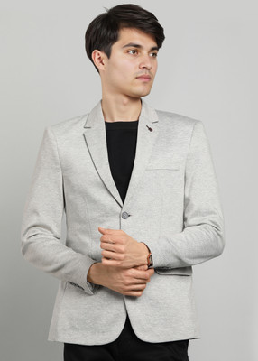 KILLER Solid Single Breasted Casual Men Blazer(Grey)