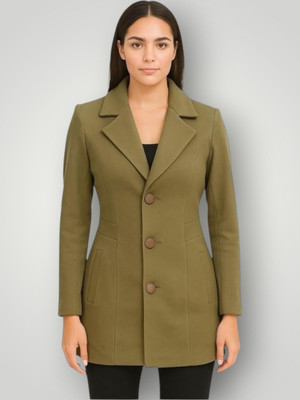 Pepzo Solid Double Breasted Casual Women Blazer(Green)