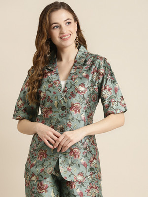 Shae by SASSAFRAS Floral Print Single Breasted Casual Women Blazer(Multicolor)