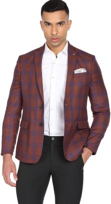 ARROW Checkered Single Breasted Formal Men Blazer(Red)